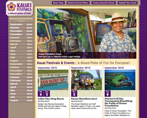 Kauai Festivals Website Design