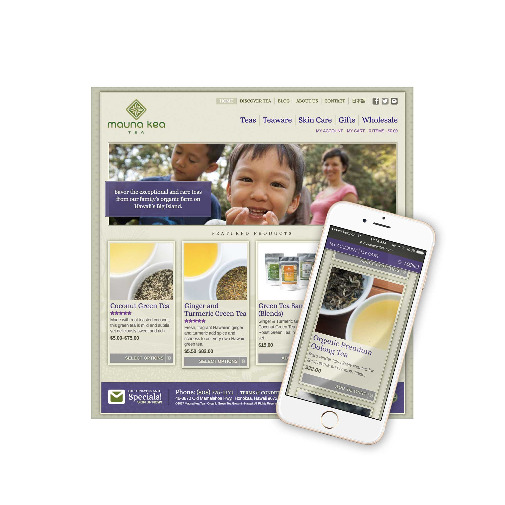 Mauna Kea Tea Website Design