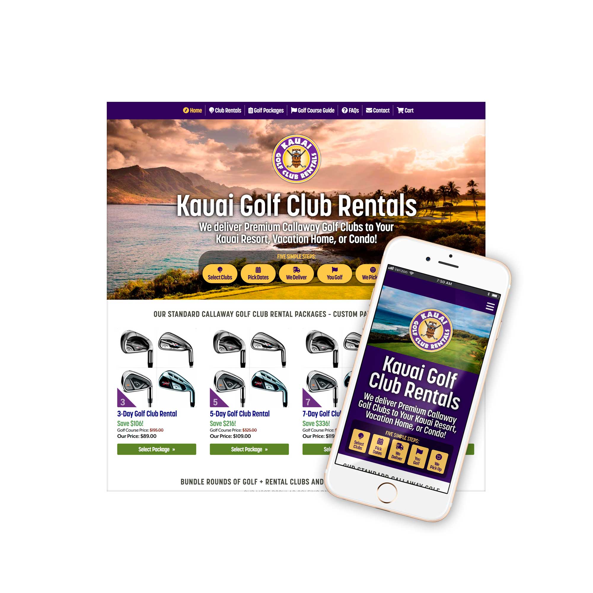 Kauai Golf Club Rentals Website Design